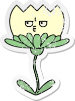 autocollant en détresse d'une jolie fleur de dessin animé png