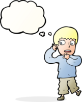 cartoon frightened boy with thought bubble png