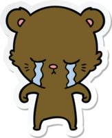 sticker of a crying cartoon bear png