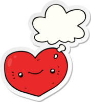 heart cartoon character with thought bubble as a printed sticker png