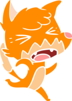 angry flat color style cartoon fox running png