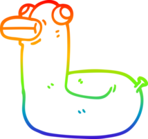 rainbow gradient line drawing of a cartoon yellow ring duck png