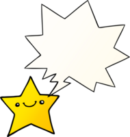 feliz desenho animado Estrela com discurso bolha dentro suave gradiente estilo png