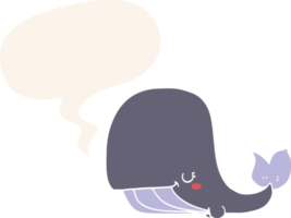 dessin animé baleine avec discours bulle dans rétro style png