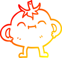 warm gradient line drawing of a cartoon happy tomato png