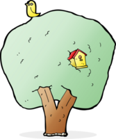 árbol de dibujos animados con pajarera png