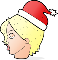 cartoon woman wearing santa hat png