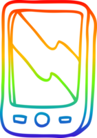 rainbow gradient line drawing of a cartoon mobile phone png