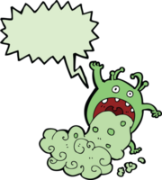 cartoon gross monster being sick with speech bubble png