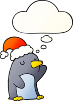 linda dibujos animados Navidad pingüino con pensamiento burbuja en suave degradado estilo png