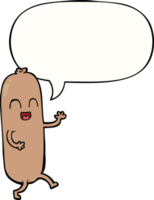 cartoon dancing sausage with speech bubble png