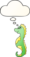 cartoon sea horse and thought bubble in smooth gradient style png