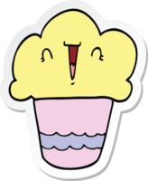 sticker of a cartoon cupcake with face png