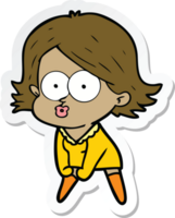 sticker of a cartoon girl pouting png