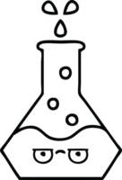 vaso de ciencia de dibujos animados de dibujo lineal png