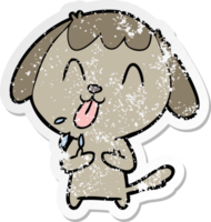 distressed sticker of a cute cartoon dog png