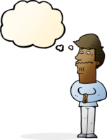 cartoon nervous man with thought bubble png