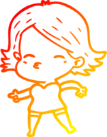 warm gradient line drawing cartoon woman pointing png