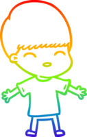 rainbow gradient line drawing happy cartoon boy png