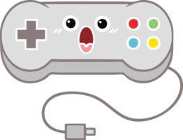 controlador de juego de dibujos animados retro de color plano png