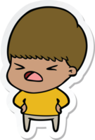 sticker of a cartoon stressed man png