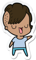 sticker of a cute cartoon girl with hipster haircut png