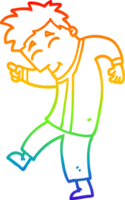 rainbow gradient line drawing cartoon dancing man png