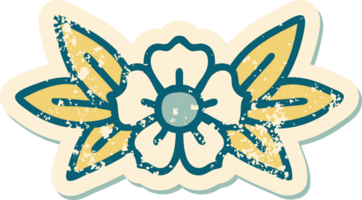 distressed sticker tattoo style icon of a flower png