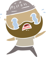 flat color style cartoon bearded man crying png