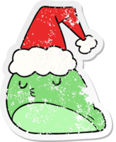 christmas distressed sticker cartoon of kawaii slug png