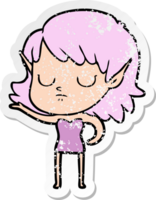 distressed sticker of a cartoon elf girl png