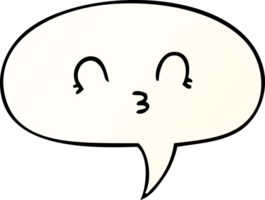 happy cartoon face and speech bubble in smooth gradient style png