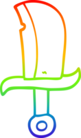 daga de dibujos animados de dibujo de línea de degradado de arco iris png