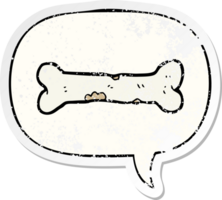 cartoon bone and speech bubble distressed sticker png