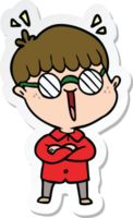 klistermärke av en tecknad pojke som bär glasögon png
