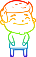 rainbow gradient line drawing happy cartoon man png