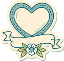 tatoeëren stijl sticker van een hart en banier png