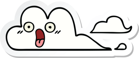 sticker of a cute cartoon white cloud png