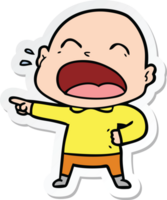 sticker of a cartoon shouting bald man png