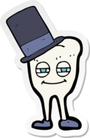 sticker of a cartoon tooth wearing top hat png