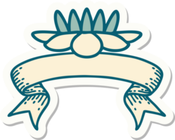 tattoo sticker with banner of a lily pad flower png