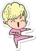 sticker of a cartoon laughing woman png