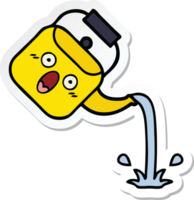 sticker of a cute cartoon pouring kettle png