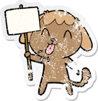 distressed sticker of a cute cartoon dog png