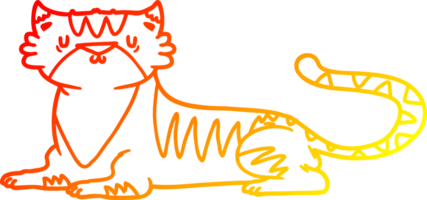 warm gradient line drawing cartoon tiger png