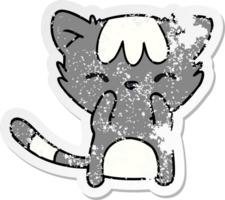 distressed sticker cartoon of cute kawaii cat png