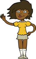 cartoon woman waving png