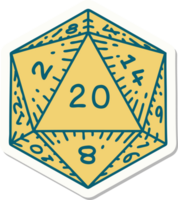 natural 20 D20 dice roll sticker png