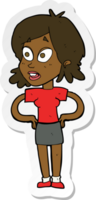 sticker of a cartoon woman with hands on hips png