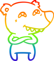 rainbow gradient line drawing cartoon polar bear showing teeth png